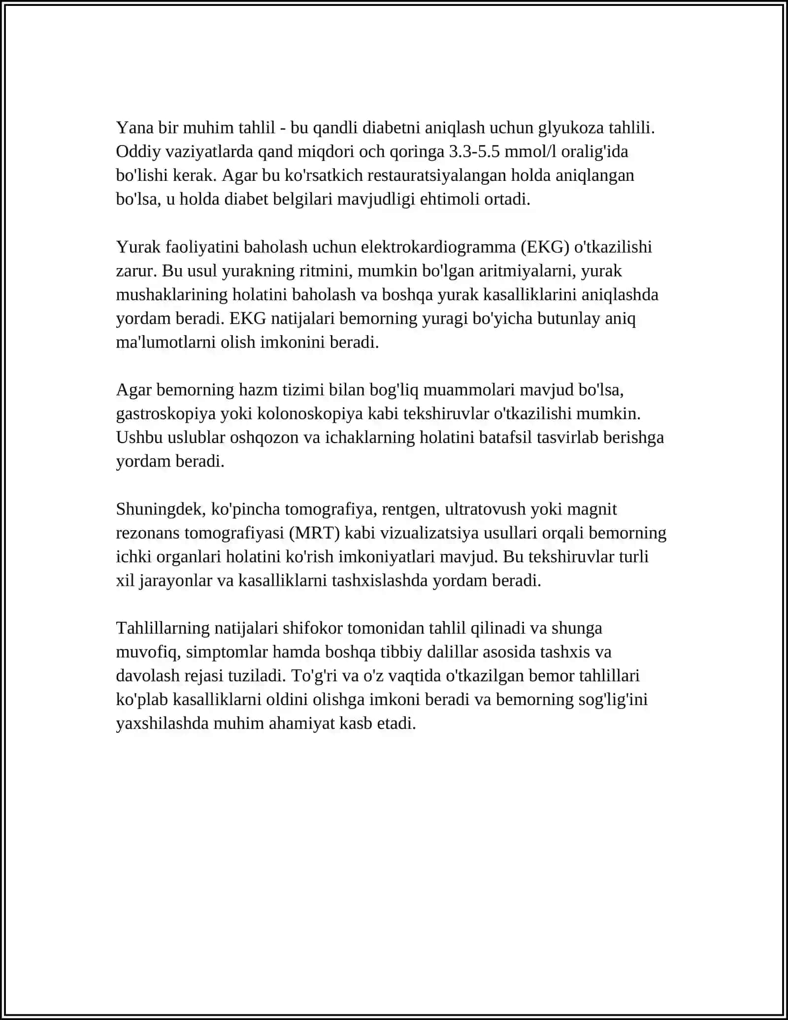MIKROSOFT EGZEL JADVAL MUHARRIRIDA TIBBIYOT SOHASIGA OID JADVAL MALUMOTLAR 4
