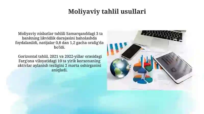 Korxona faoliyatini tahlil qilishda qo'llaniladigan iqtisodiy tahlil usullari 4