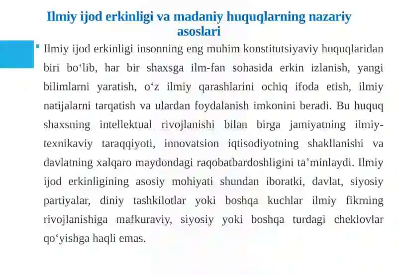 Insonning ilmiy jodirkinligi va madaniyat yutuqlaridan foydalanish huquqi tasnifi 4
