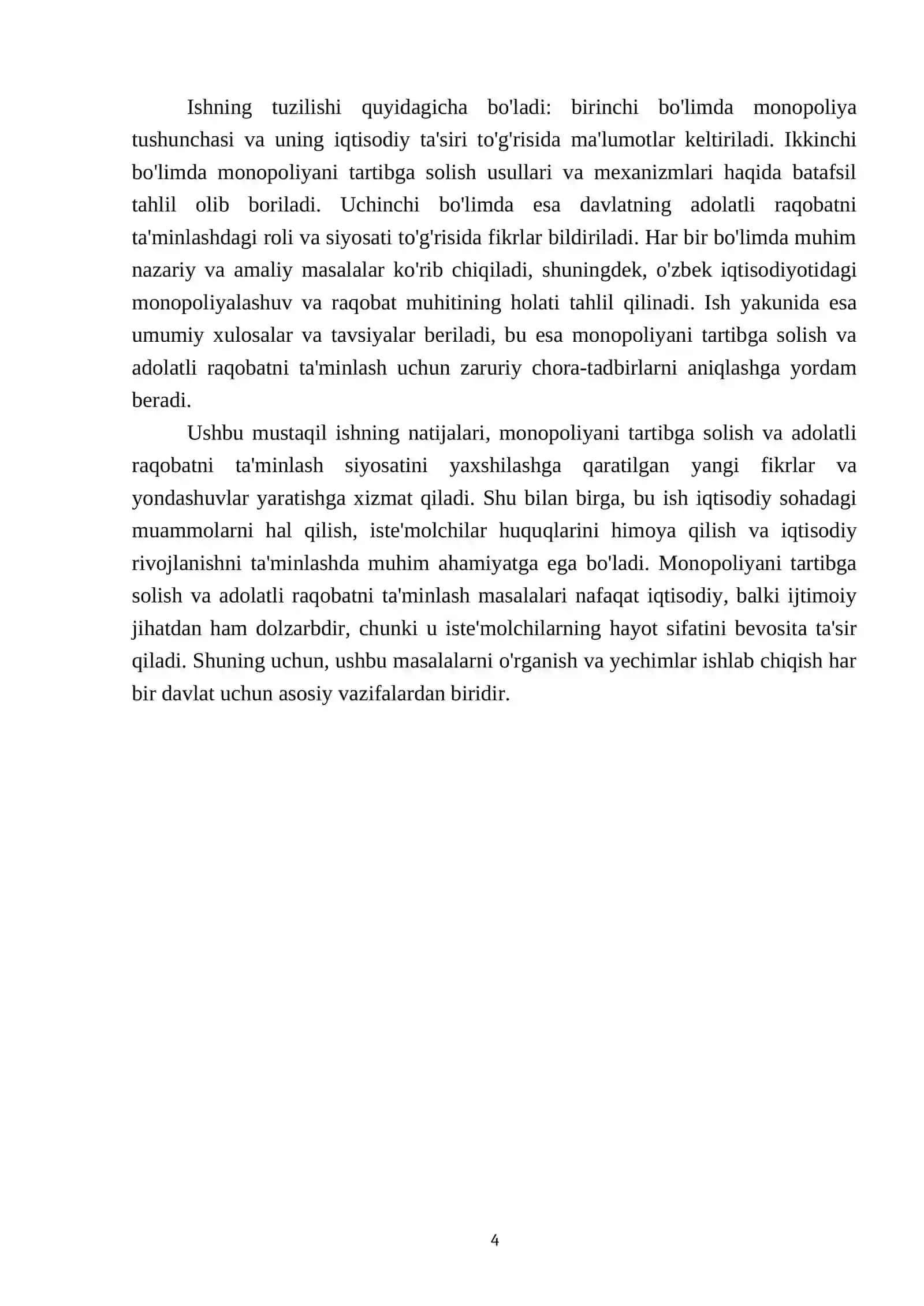 Monopoliyani tartibga solish va adolatli raqobatni taʼminlash siyosati 4