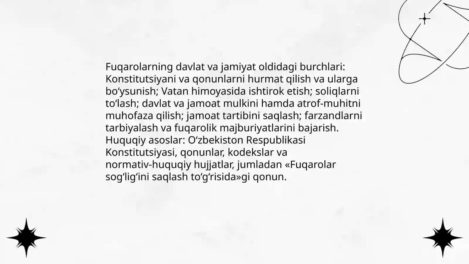 Fuqarolarning huquq, erkinliklari va burchlari 4