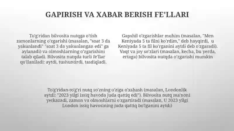O'zlashtirma va ko'chirma gaplar 4