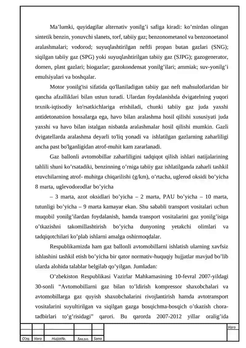 Zamonaviy avtomobillarning siqilgan tabiiy gaz bilan ishlaydigan dvigatellarining ta’minlash tizimi 4