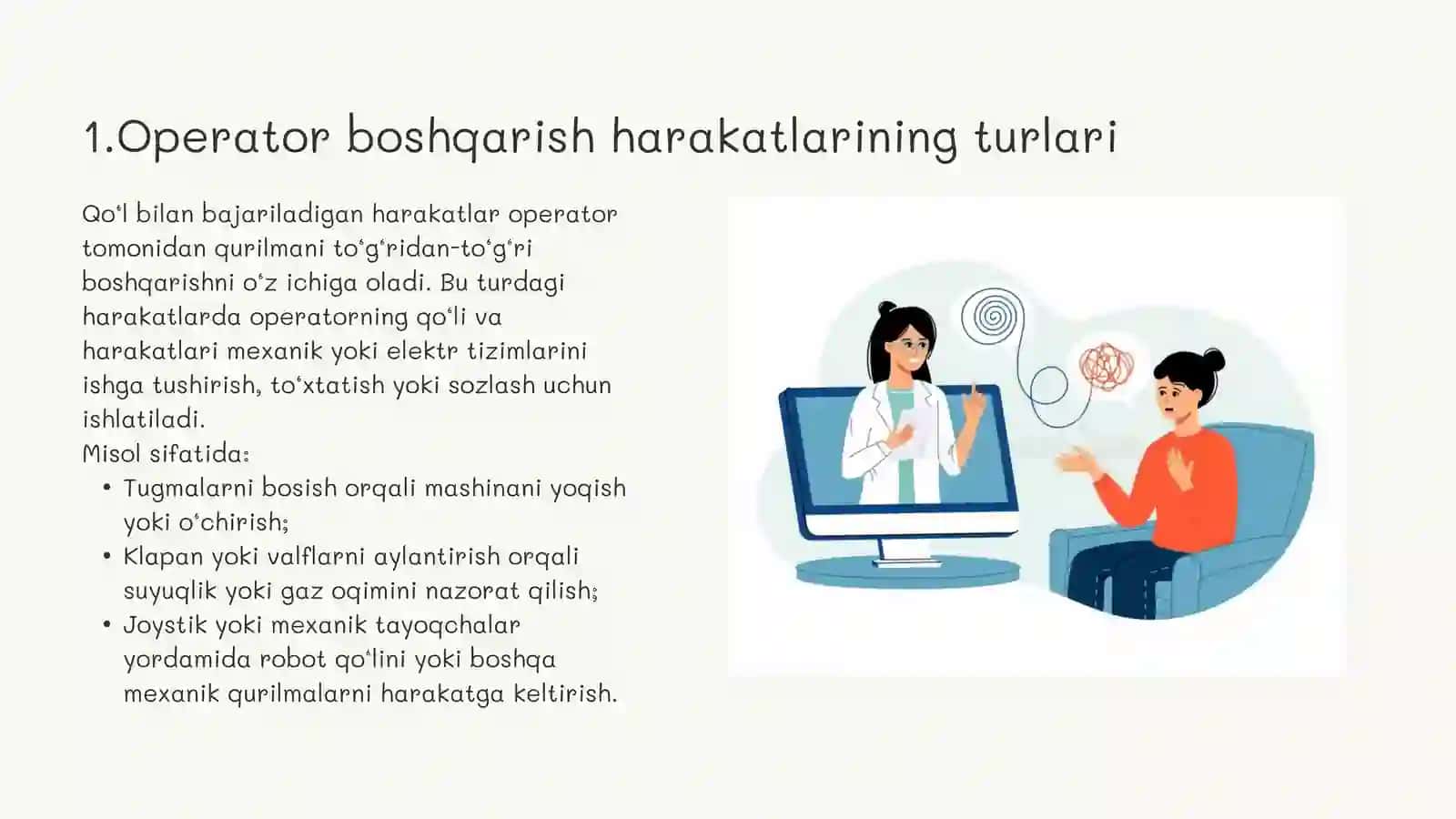 Operator boshqarish harakatlarining turlari 4