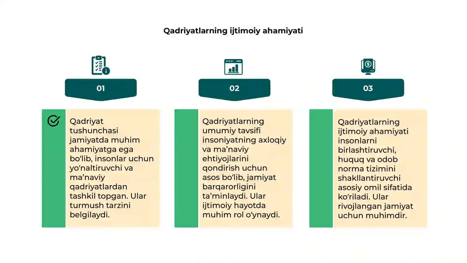 Qadriyat tushunchasining ma`nosi va uning umumiy tavsifi 4