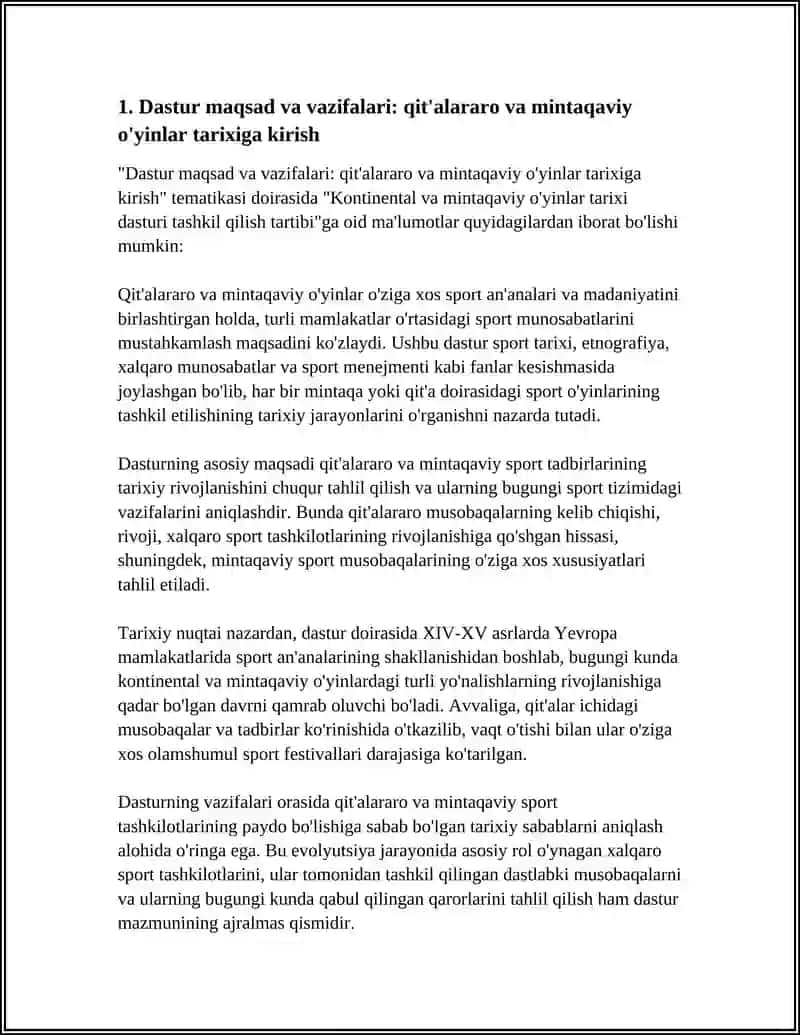 Kontinental va mintaqaviy o'yinlar tarixi dasturi tashkil qilish tartibi 4