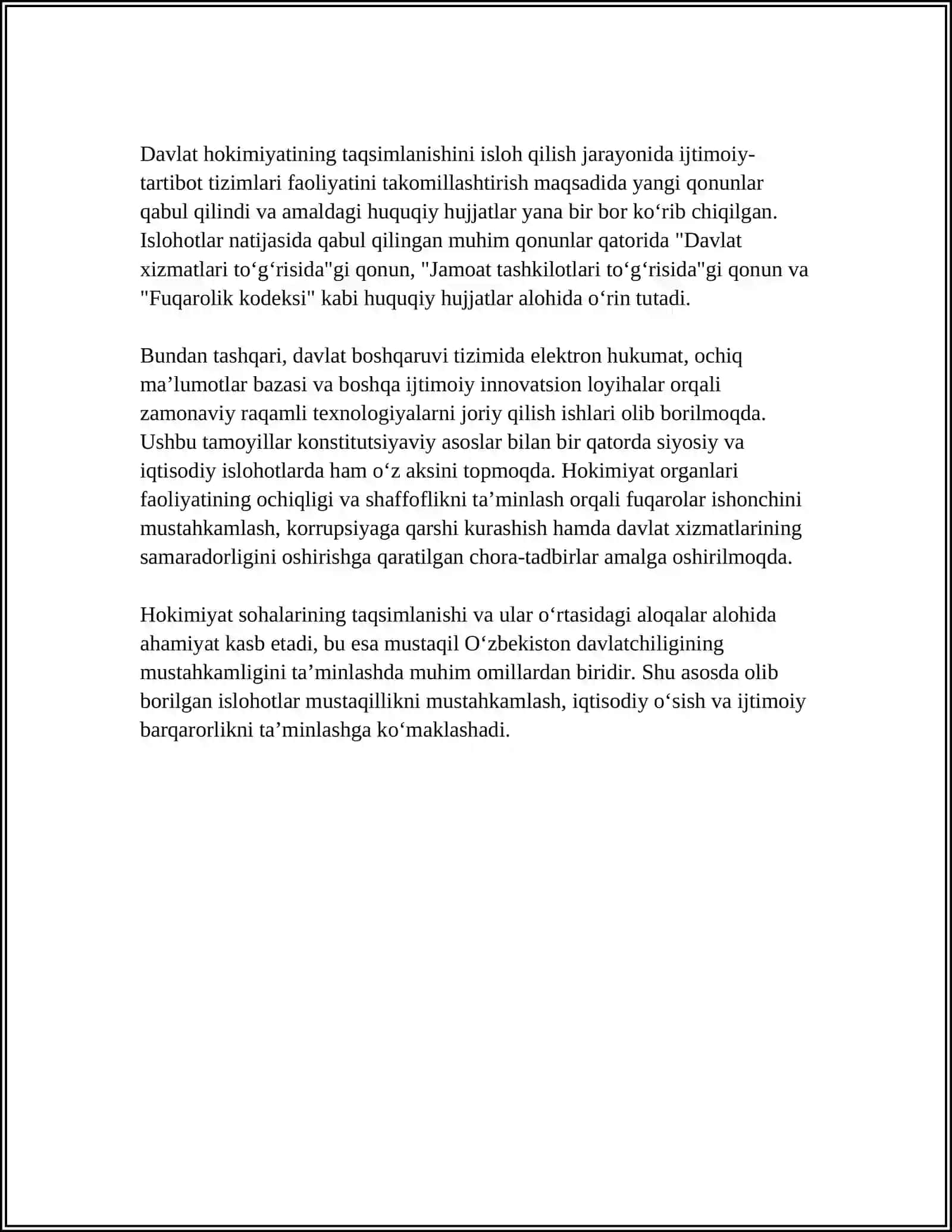 MUSTAQIL OʻZBEKISTONDA AMALGA OSHIRILGAN BOSHQARUV TIZIMIDAGI OʻZGARISHLAR 4