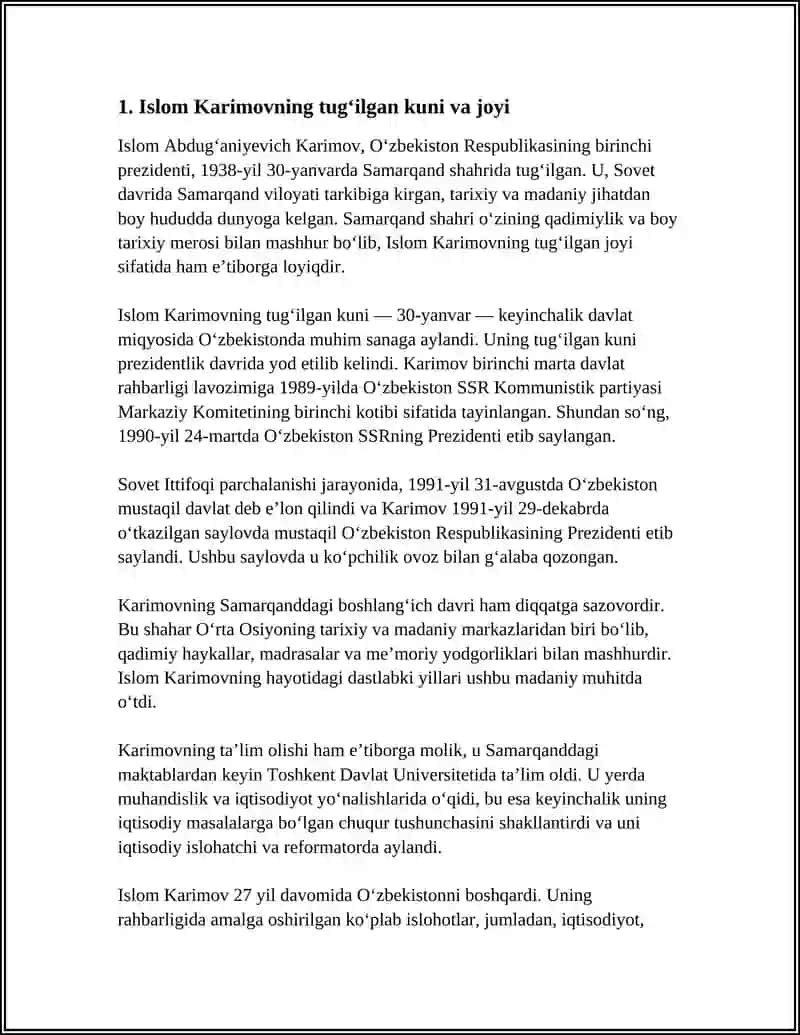 Islom Karimov Oʻzbekiston Respublikasi Birinchi Prezidenti 4