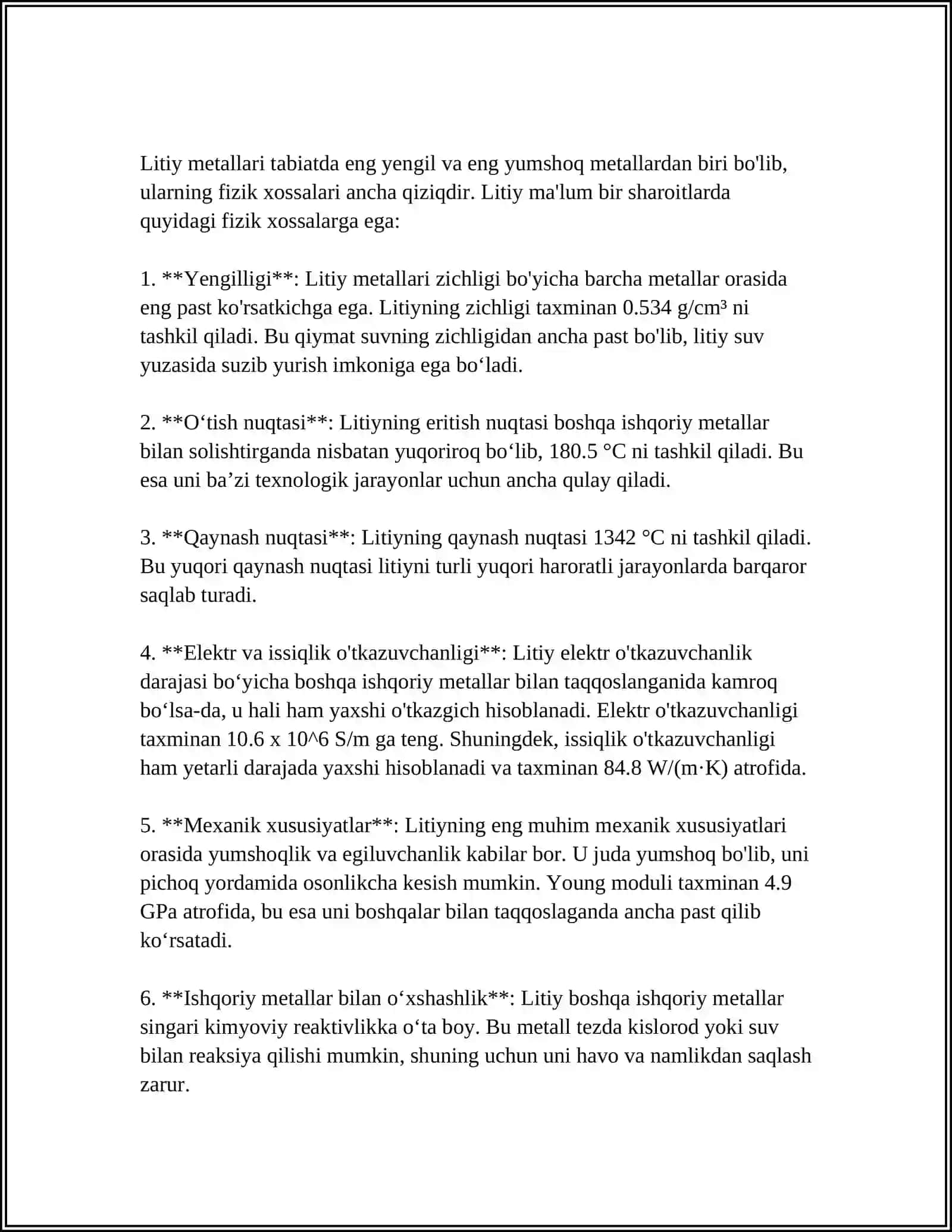 LITIY VA UNING BIRIKMALARINI OLINISHI VA XOSSALARI 4