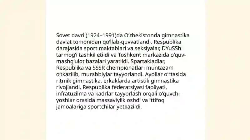 Oʻzbekistonda Gimnastikaning Rivojlanish Tarixi 4