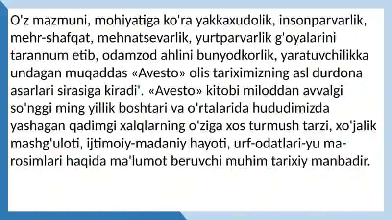 Avesto eng qadimgi yozma ma'rifiy yodgorlik 4