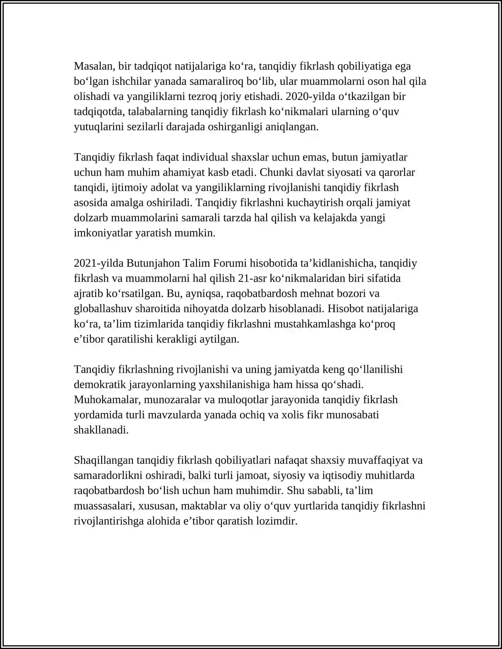 TADQIQOT KO'NIKMALARI VA TANQIDIY FIKRLASHDA SHAXS MUAMMOSI 4
