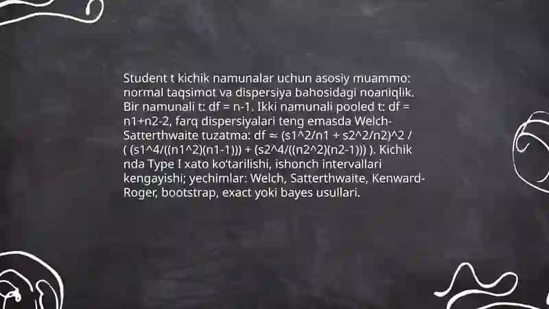 Statistik tadqiqotlar natijalarining ishonchlilik darajasini hisoblashning parametrik usullar boʻyicha muammolarni hal qilish 4