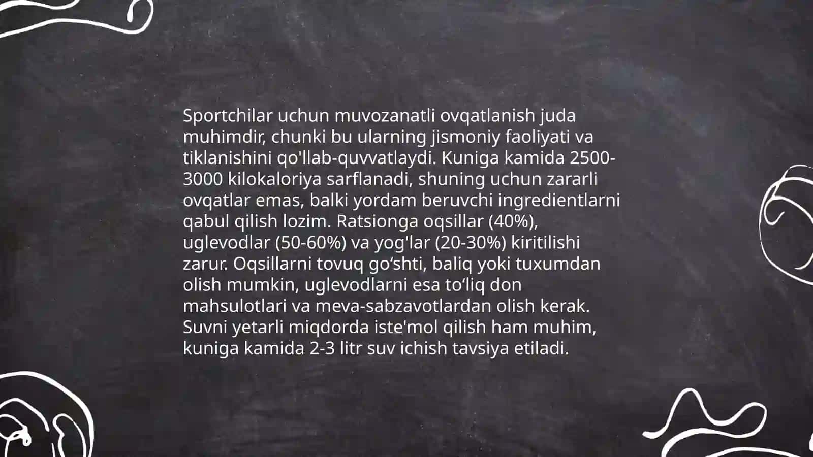 Jismoniy tarbiya va sport mashgʻulotlari davrida ovqatlanish gigiyenasi 4