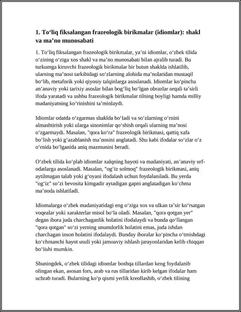 FRAZEMALARNING SHAKL VA MAʼNO MUNOSABATIGA KOʻRA TURLARI 4