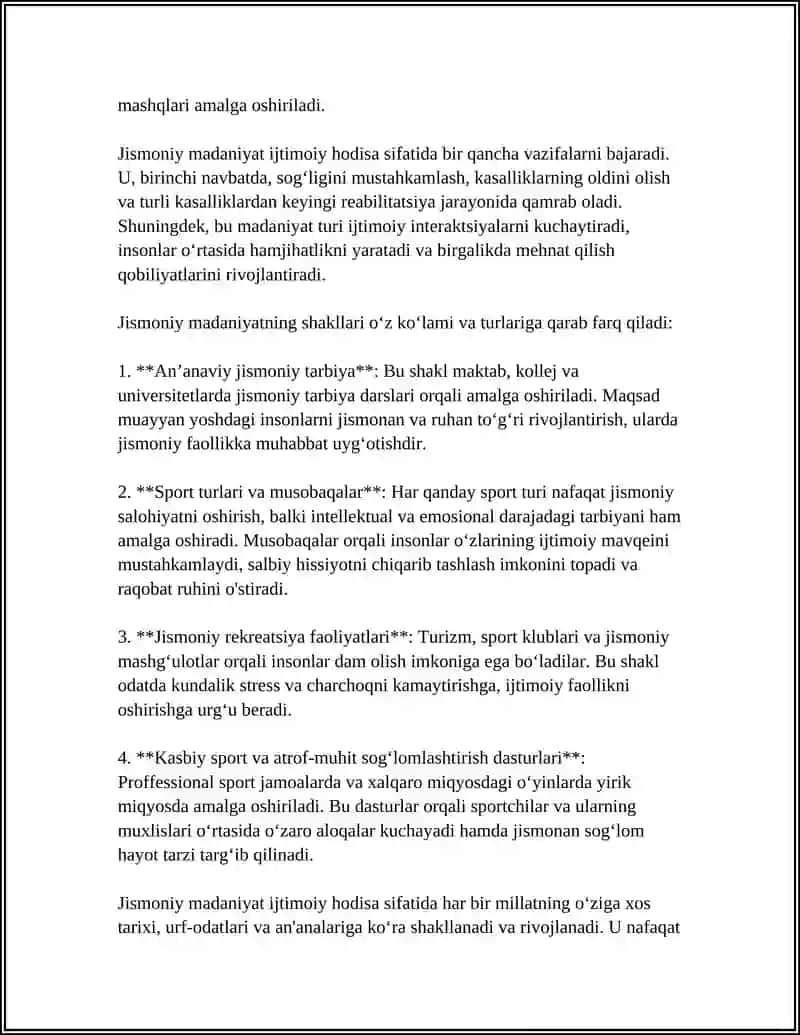 JISMONIY MADANIYAT IJTIMOIY HODISA SIFATIDA, UNING SHAKLLARI VA VAZIFALARI 4