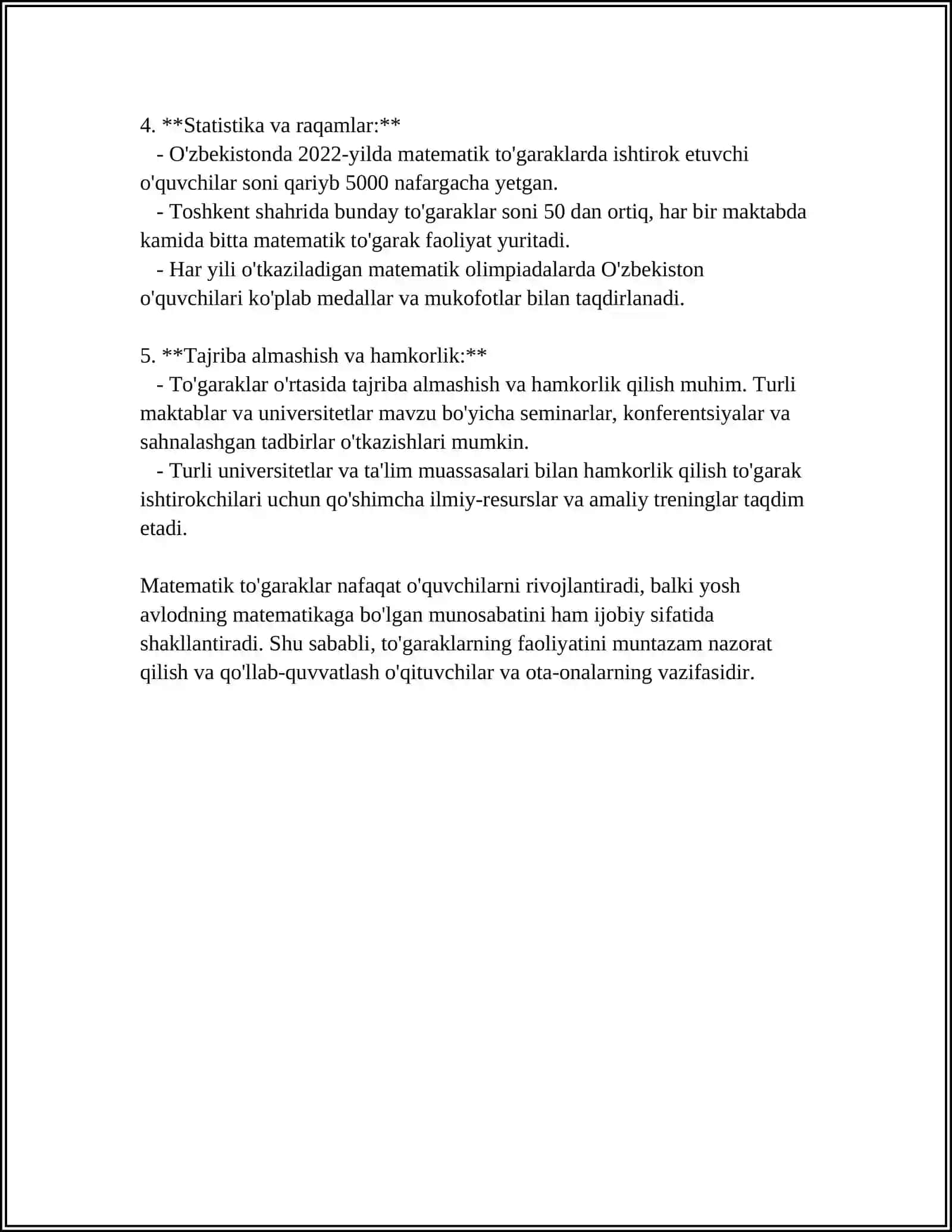 MATEMATIKADAN SINFDAN TASHQARI ISHLARNI TASHKIL QILISH 4