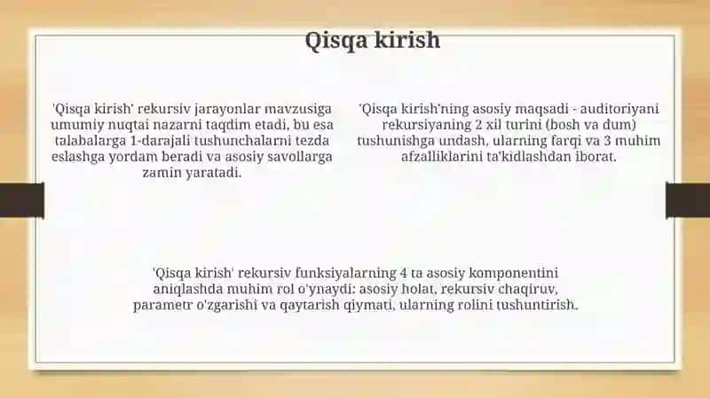 Rekursiv jarayonlarni tashkil etish 4