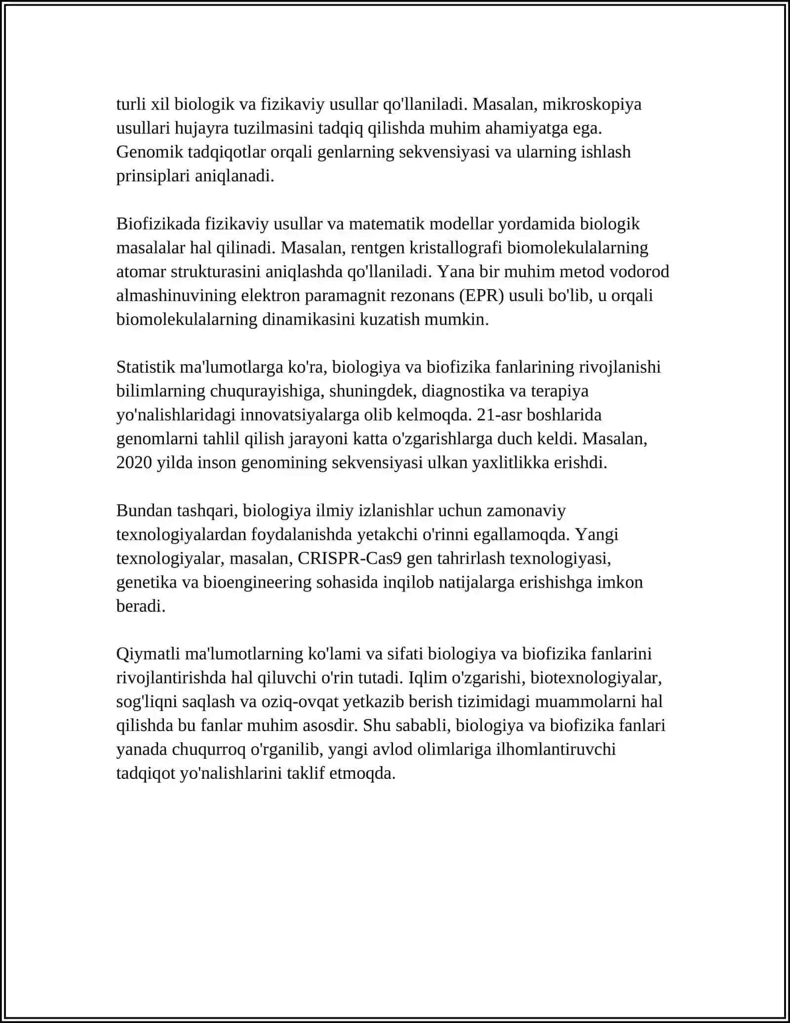 BIOFIZIKA FANINING BOSHQA FANLAR BILAN BOGʻLIQLIGI 4