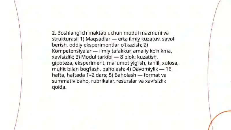 Oʻquv modulini RPPS ga qòshilishi "Boshlangʻich maktabda tajriba" 4