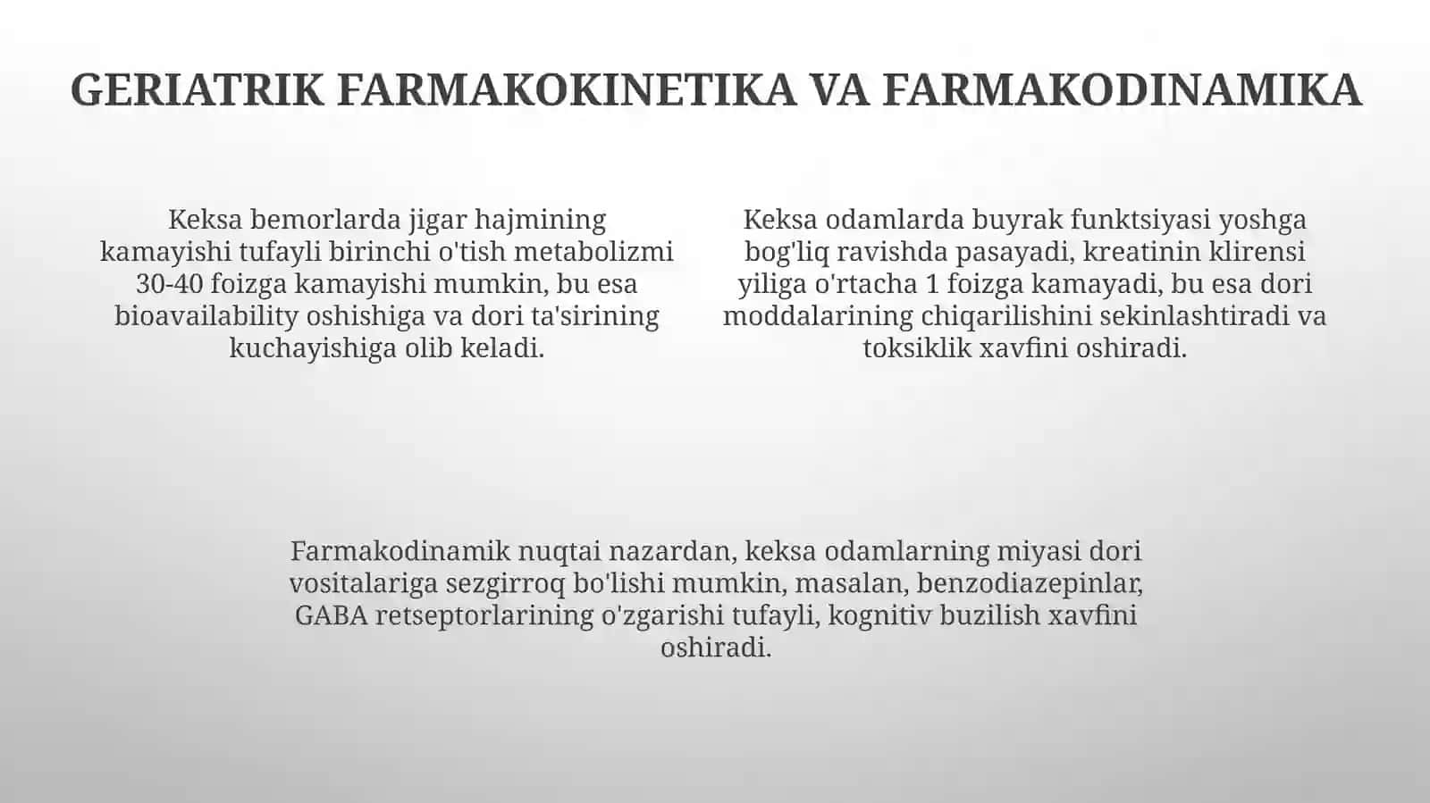 Geriatriya amaliyoti uchun dori vositalarini ishlab chiqarish 4