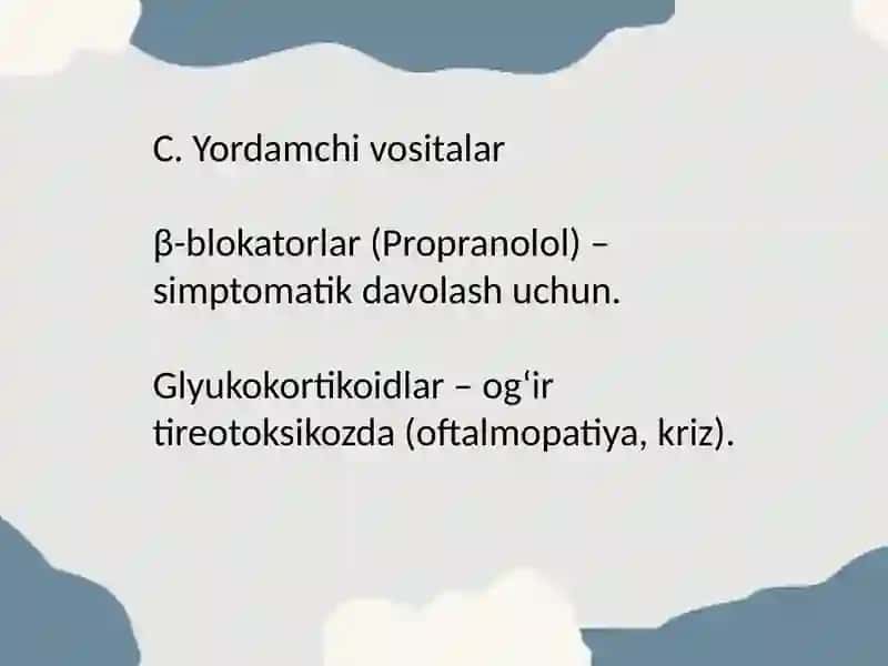Qalqonsimon bezkasalliklarida ishlatiladigan dorivositalari klinik farmakologiyasi 4