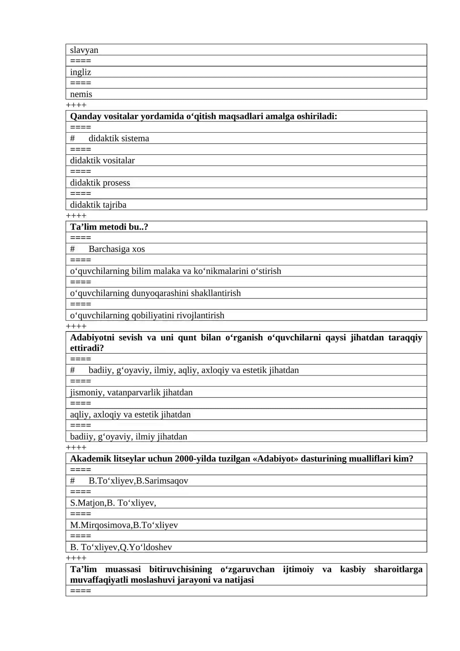 O‘ZBEK ADABIYOTI O‘QITISH METODIKASI 4