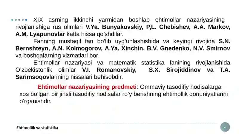 Ehtimollarvastatistika 4