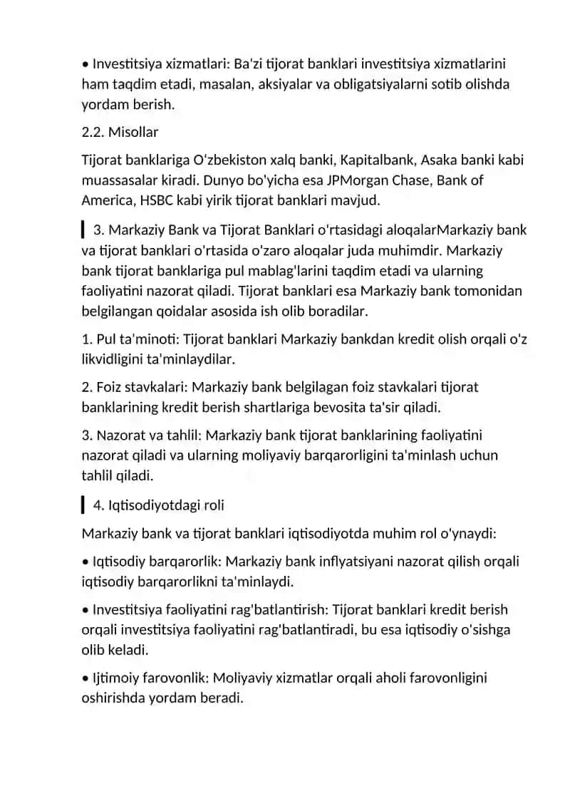 Markaziy Bank va Tijorat Banklari: Ta'rif va Funktsiyalar 4