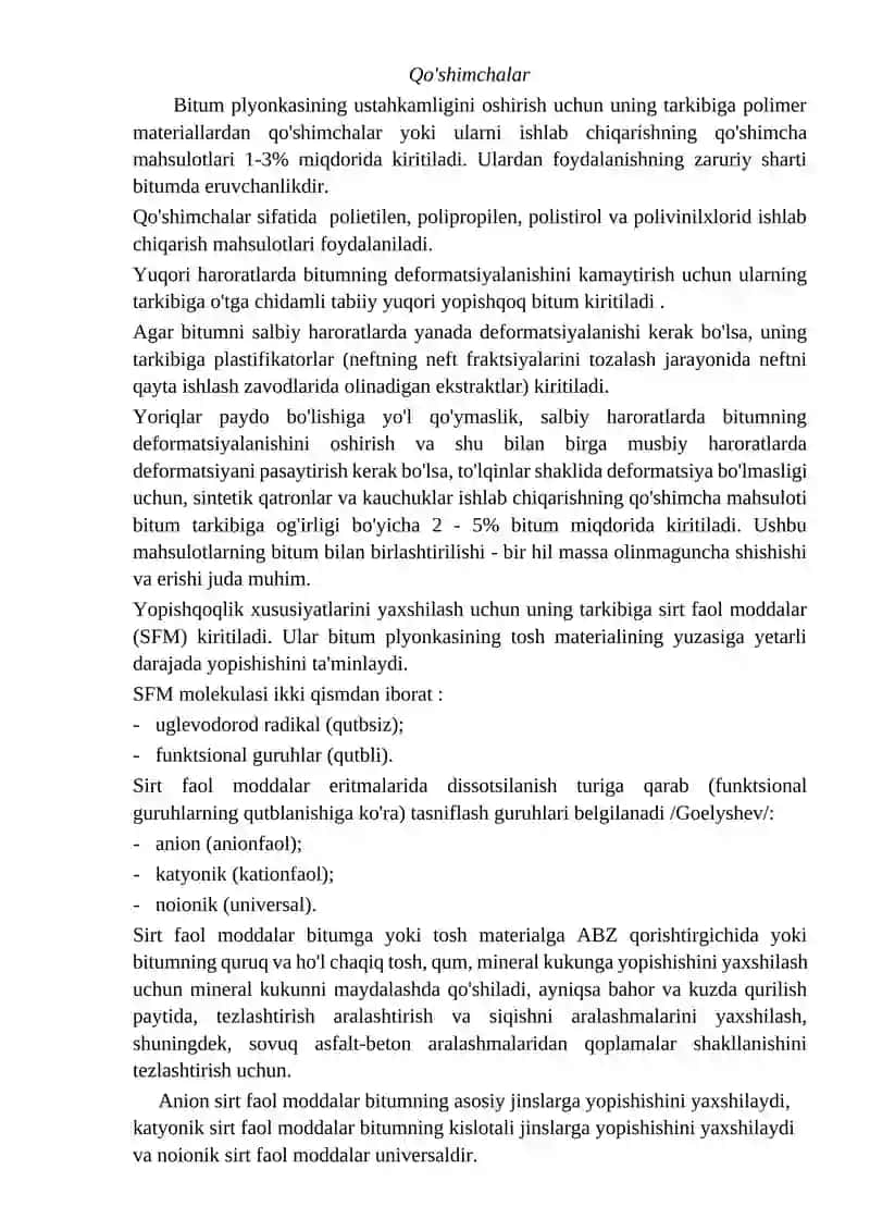 Organik bog‘lovchi materiallarni tarkibi va tuzilishi 4