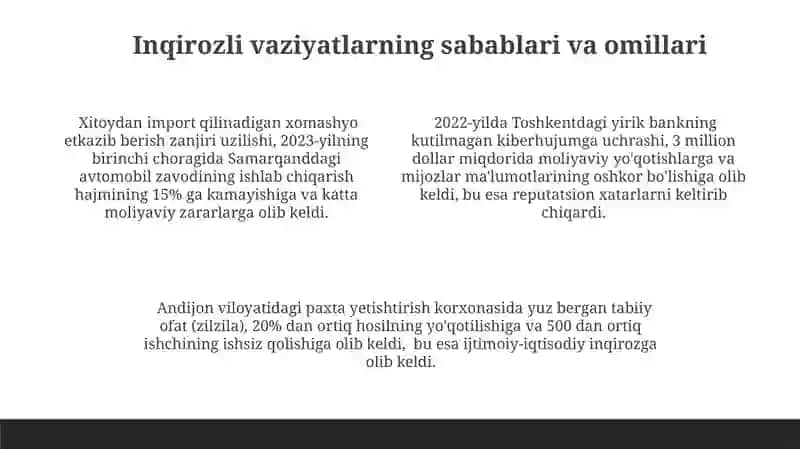 Korxona faoliyatida inqirozli vaziyat 4