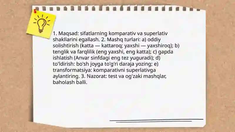 Sifat so'z turkumlari o'rganishdagi leksik semantik mashqlar 4