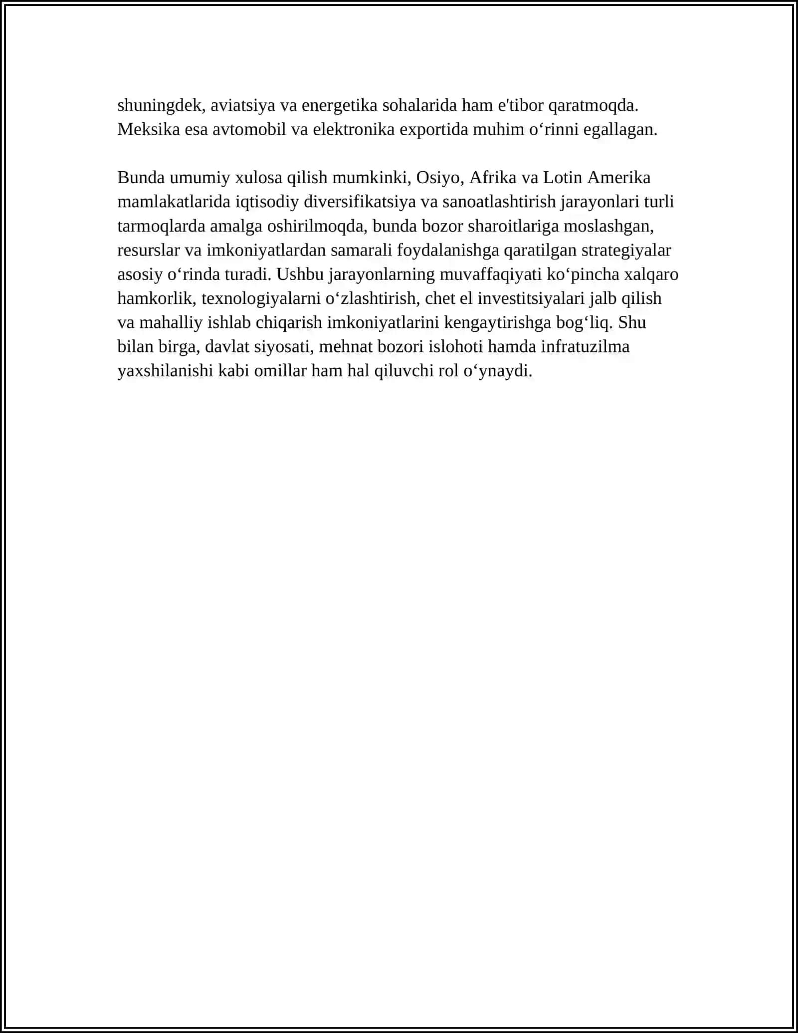 OSIYO AFRIKA VA LOTIN AMERIKA MAMLAKATLARI RIVOJLANISHINING ASOSIY YOʻNALISHLARI 4