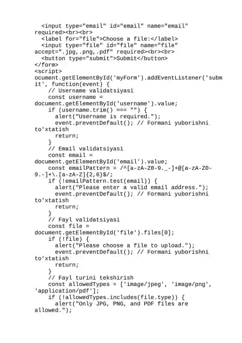 Fayllar yuklash va forma validatsiyasi 4