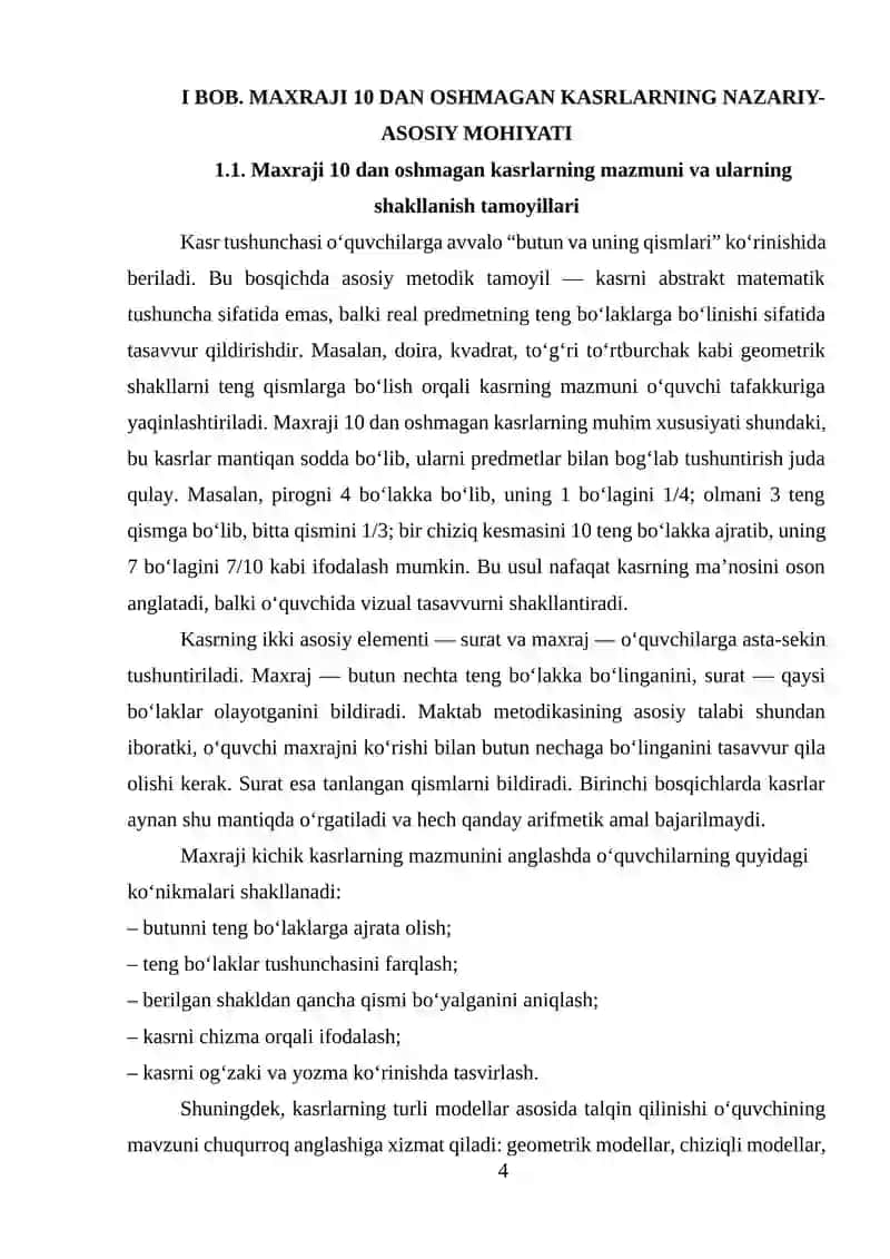 Maxraji 10 dan oshmagan kasrlarni taqqoslash bir xil bo'lgan kasrlarni qo'shish va ayrishning ma'nosi 4