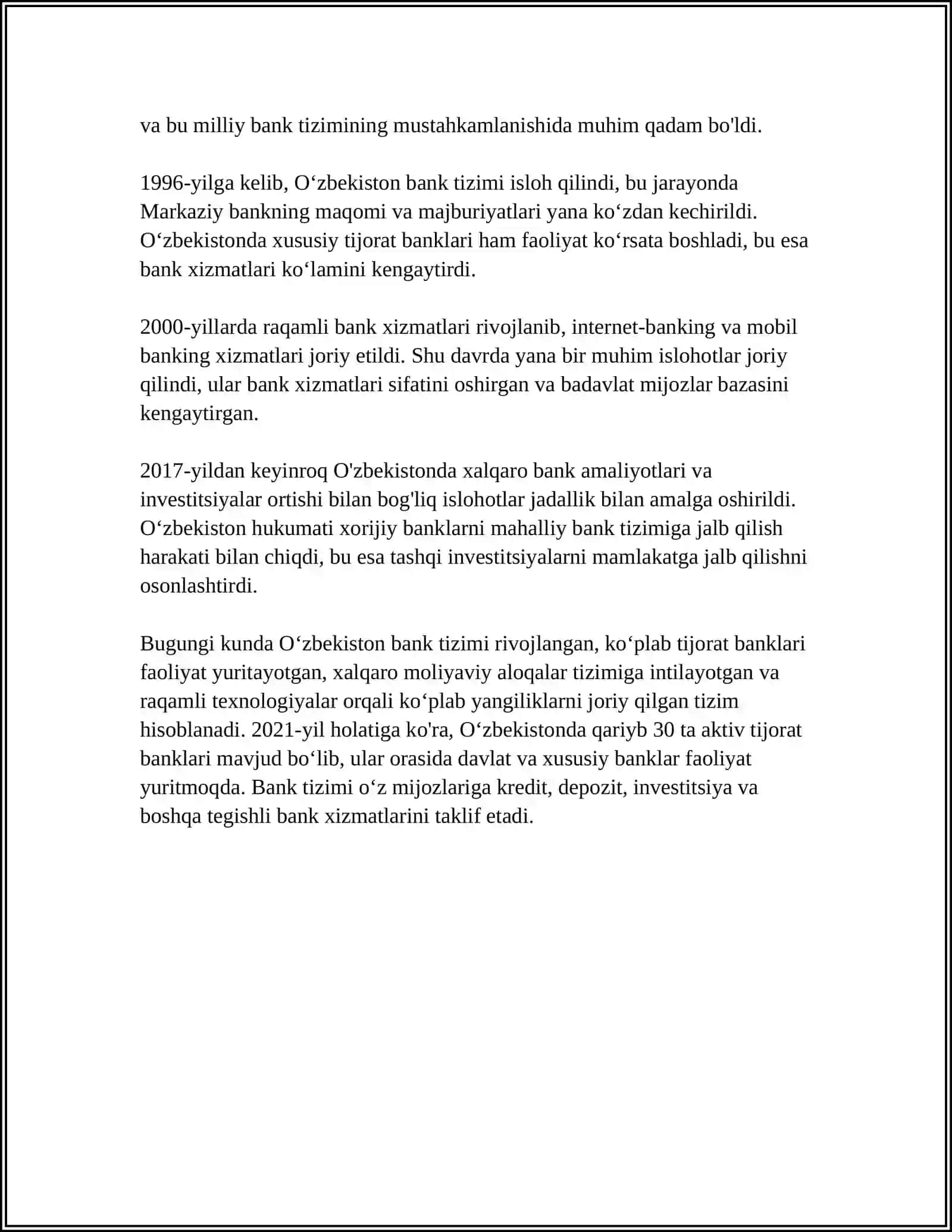 UZBEKISTON RESPUBLIKASI BANK TIZIMI VA UNIGN TARKIBI 4