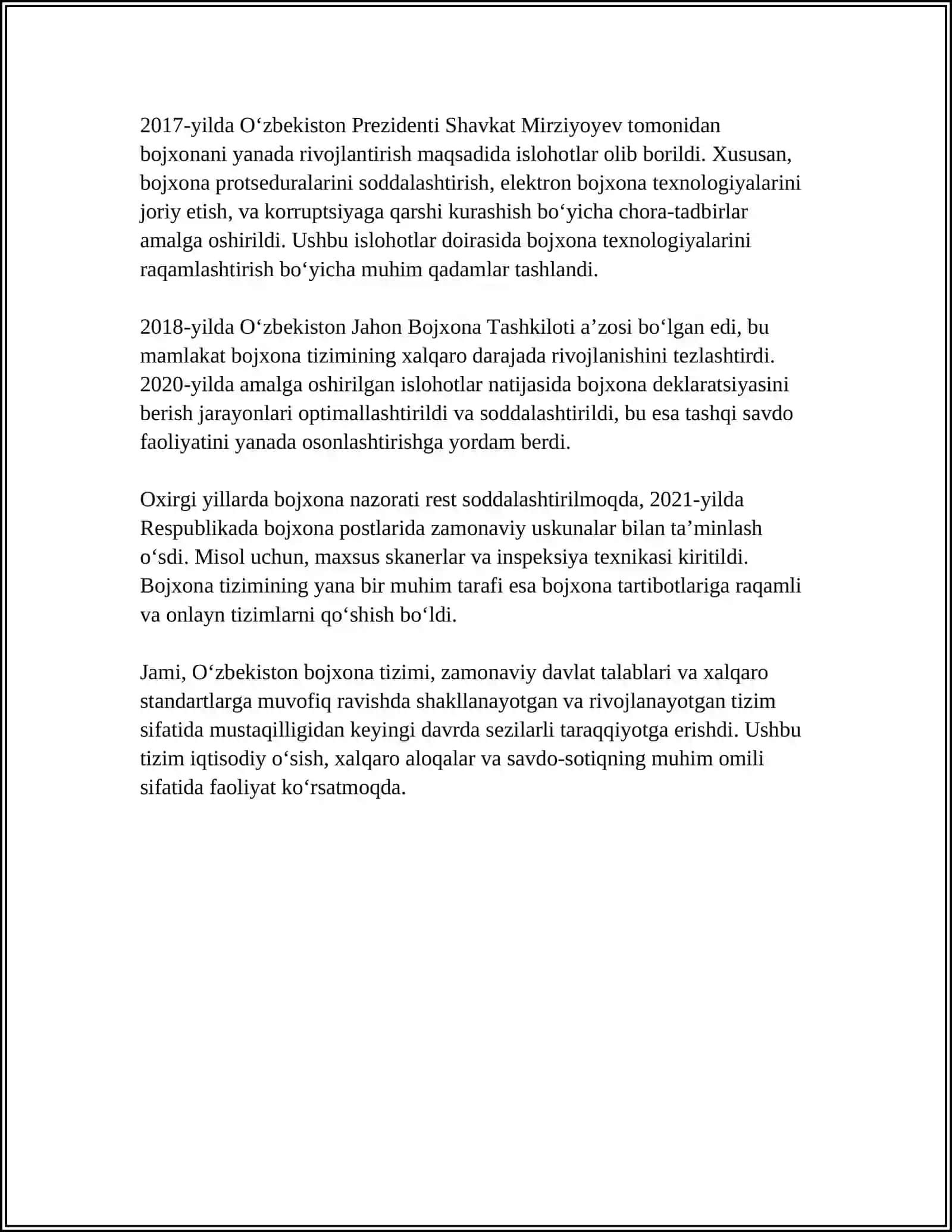 BOJXONA ISHINING VUJUDGA KELISH TARIXI VA HOZIRGI HOLATI 4