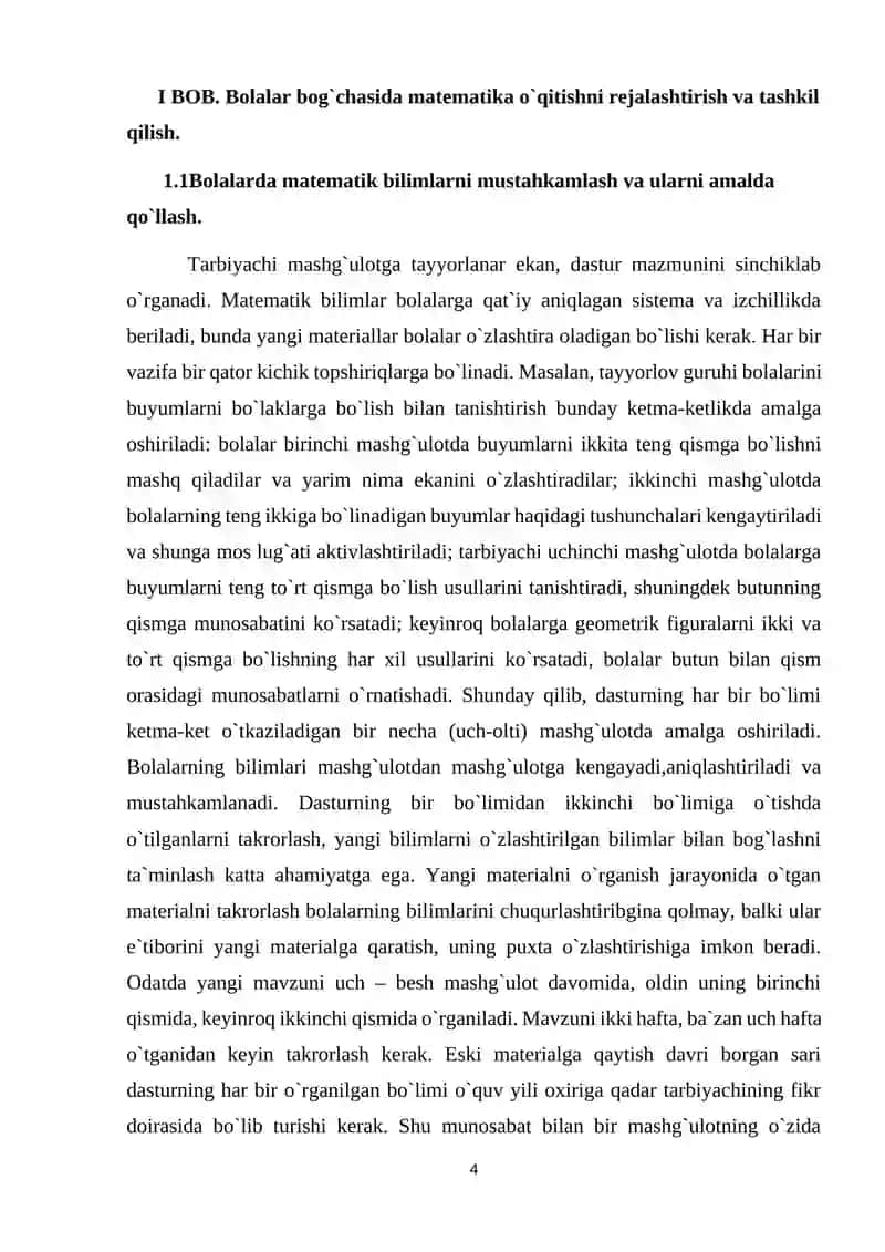Bolalarda elemantar matematik tasavvurlarni shakllantirishda ko’rsatmali va og’zaki metodlardan foydalanish 4