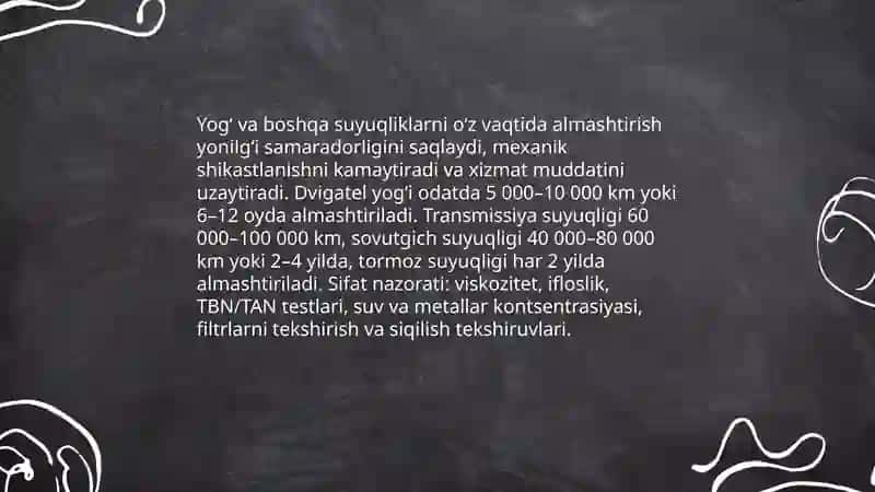 Avtomobil transport vositalarining xizmat muddatini oshirish usullari 4