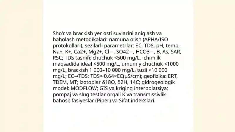 O'zbekiston sharoitida sho'r suvlarni chuchuklashtirish g'oyasi 4