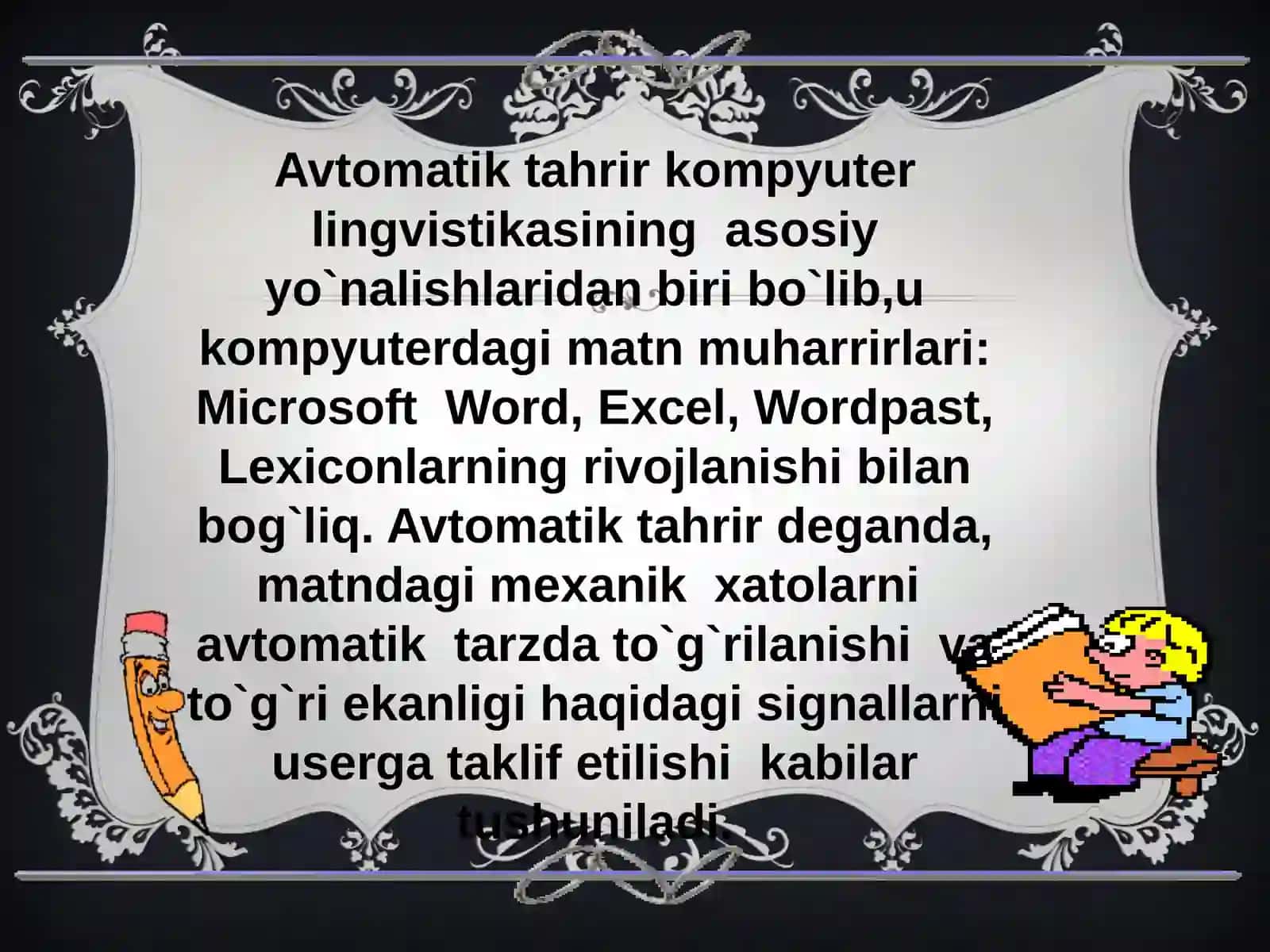 Fardufilologiyafakulteti O`zbektiliyo`nalishi 17.56-guruhtalabasi HojiraJo`rayevaning”Kompyuterlingvistikasi”fanidan tayyorlagan 4