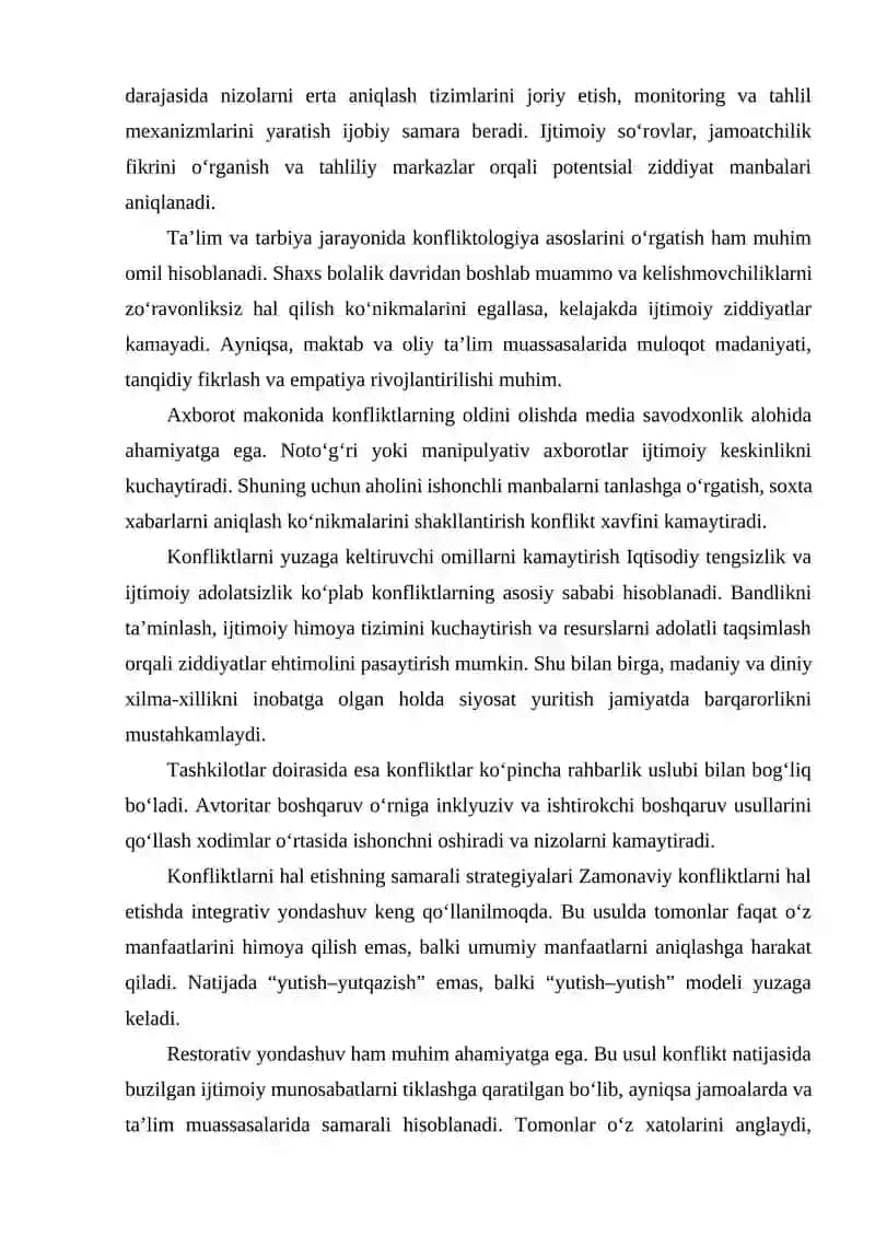 KONFLIKTLARNI OLDINI OLISH VA YECHIM YO‘LLARI 4