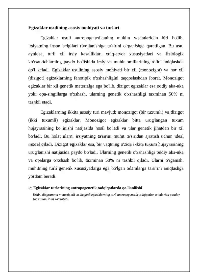 Antropogenetika. Odam irsiyatini o‘rganishning egizaklar usuli 4