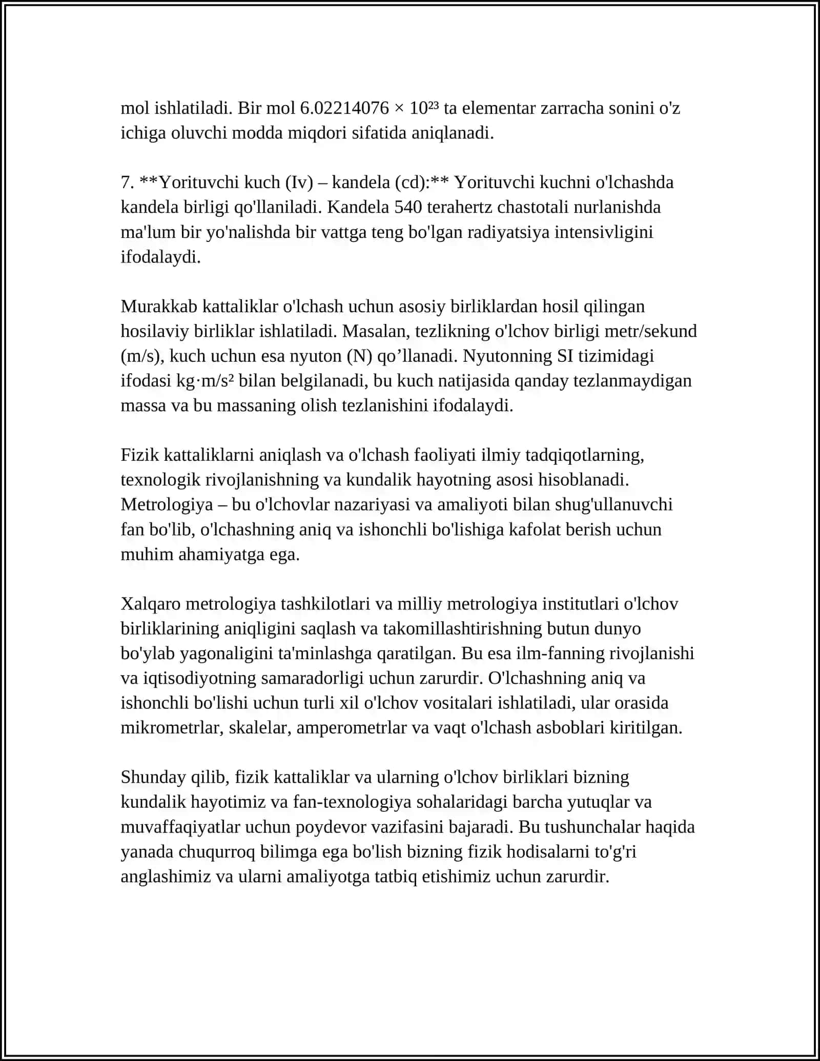 FIZIK KATTALIKLAR VA ULARNI O'LCHASH 4