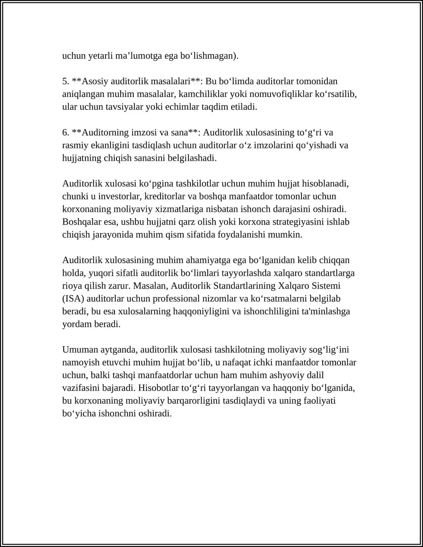 AUDITORLIK XULOSASI VA UNING TURLARI 4