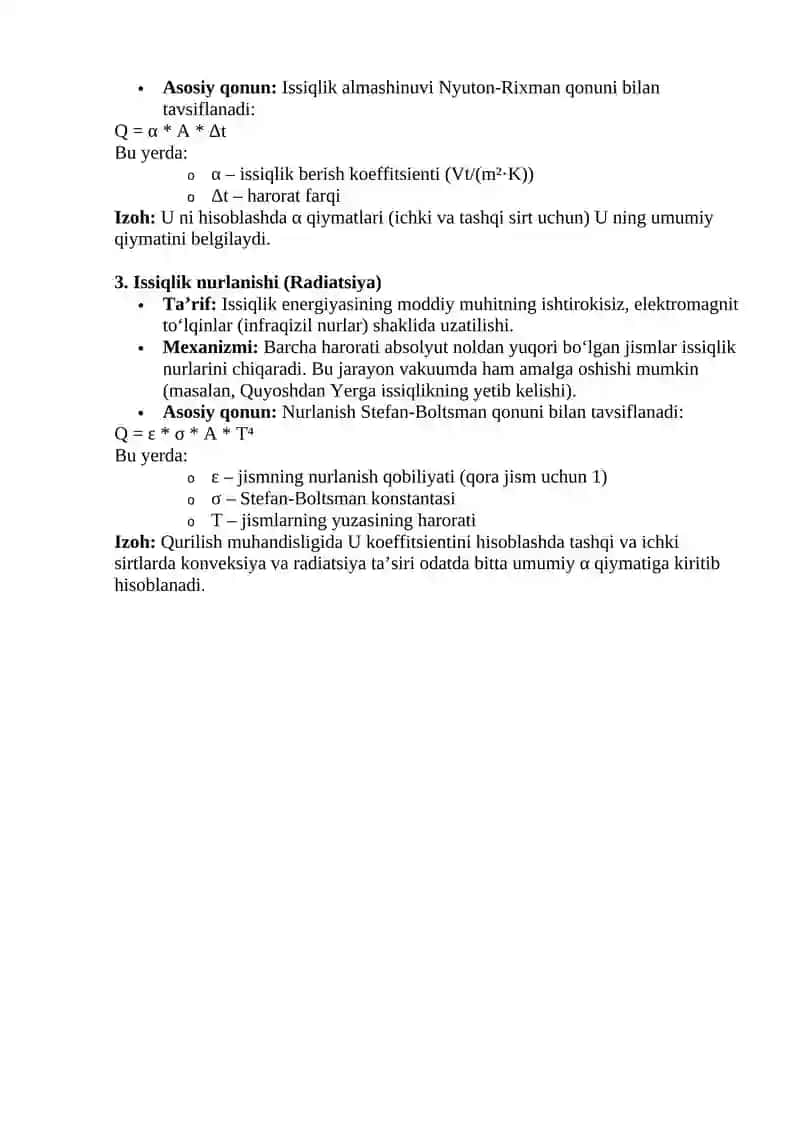 Issiqlik uzatish koeffitsientini hisoblash 4