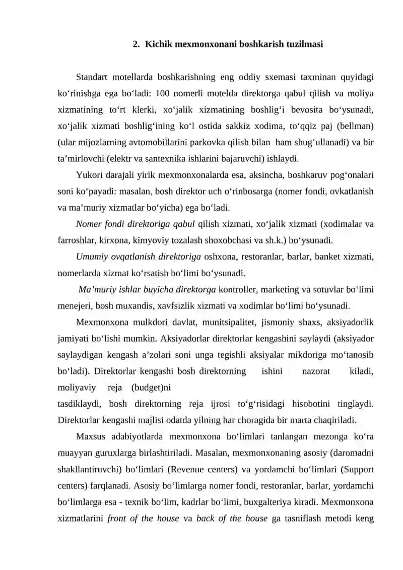 Mehmonxonalarning tashkiliy-boshqarish tuzilmasi 4
