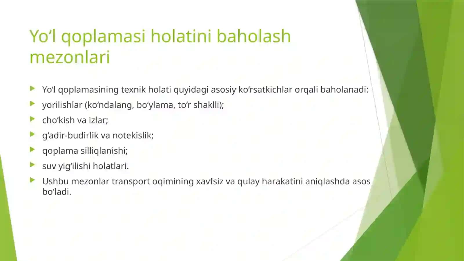 Avtomobil yo‘llarini ko‘rikdan o‘tkazish 4