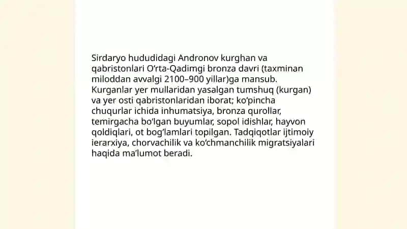 Sirdaryo va Amudaryoning Andronov madaniyati 4