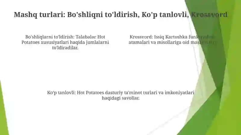 Hot Potatoes dasturi va uning imkoniyatlari 4